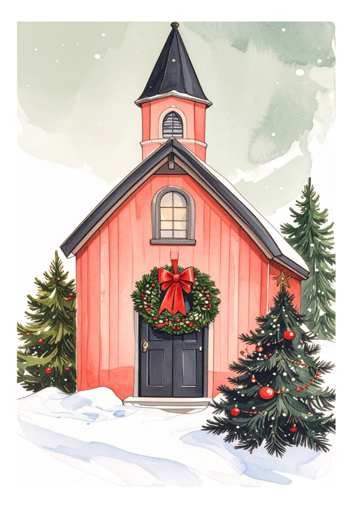 Rustic Church / Boxed Christmas Cards