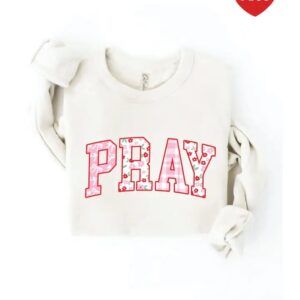 Sweatshirt - Pray with Pattern (Heather Dust/Adult XL)