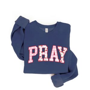 Sweatshirt - Pray with Pattern (Heather Midnight/Adult XL)