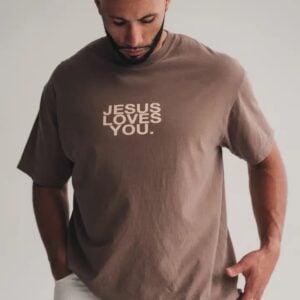 T-Shirt - Jesus Loves You (Espresso - Adult XL)