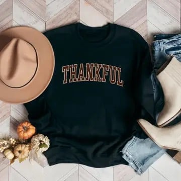 Sweatshirt - Thankful Black Grunge